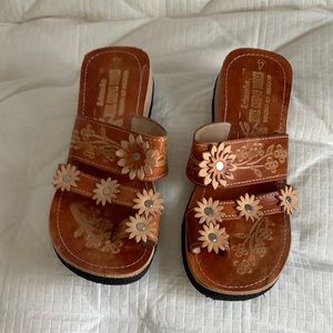 Handmade sandals, very comfortable with one inch heel.